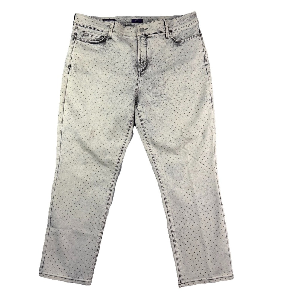 NYDJ IRA Relaxed Jeans Women's 16W Lift Tuck Sequin Metal Polka Dot Stretch